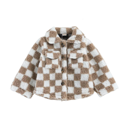 Girls Fleece Checkered Coat