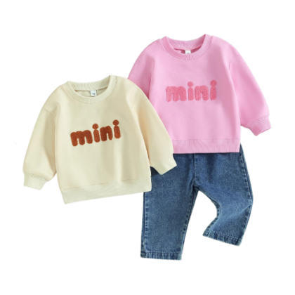Sherpa Letter Embroidery Two Piece Set